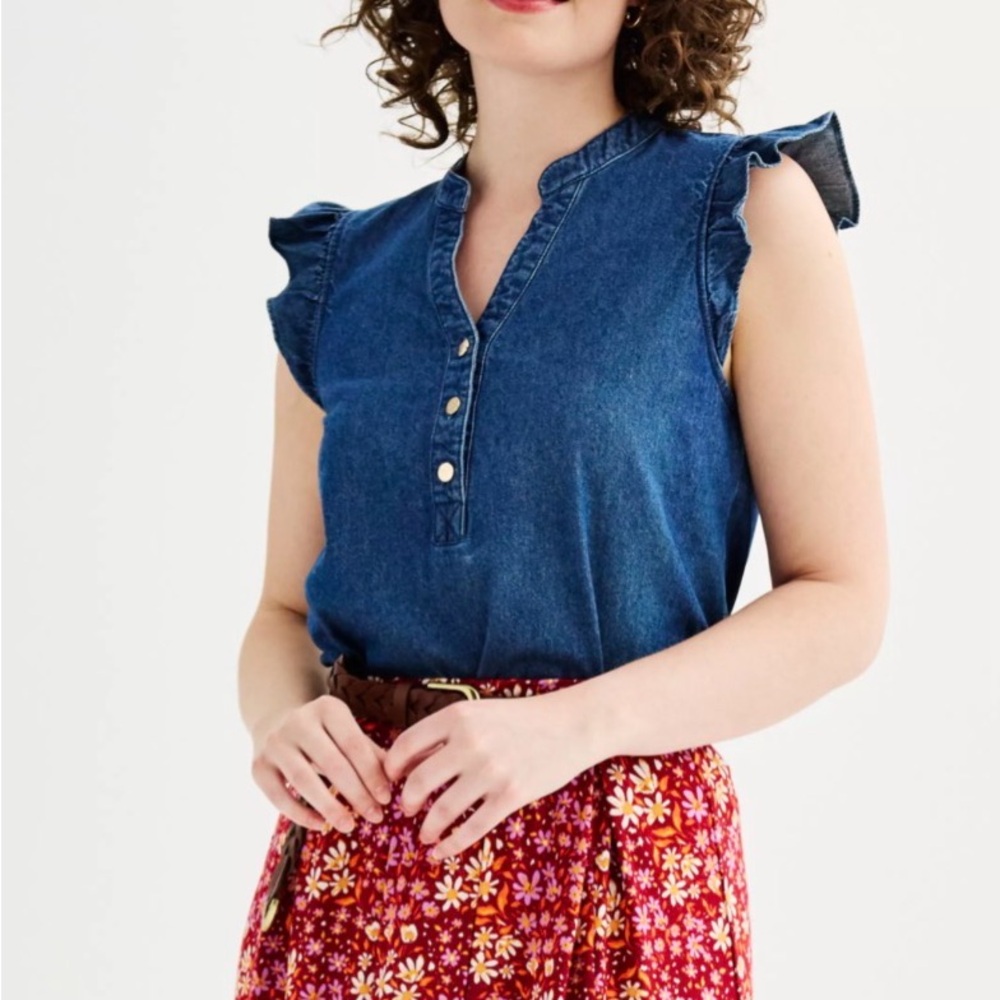 Draper James Indigo Denim Top